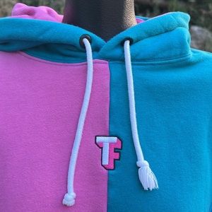 Teddy Fresh thick heavy duty warm sz fun bright color block hoody  sz M unisex